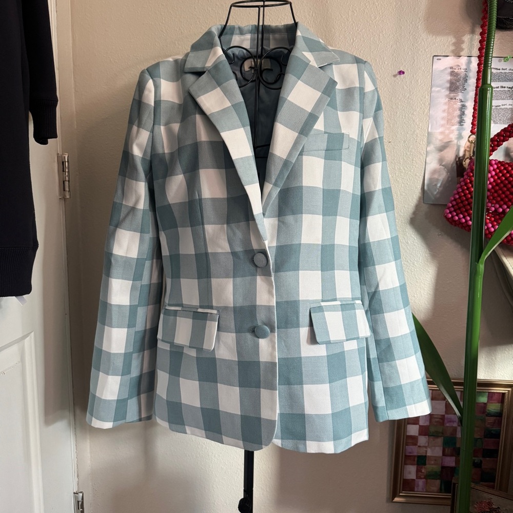 Maeve Anthropologie Gingham Blazer S - Picture 3 of 10
